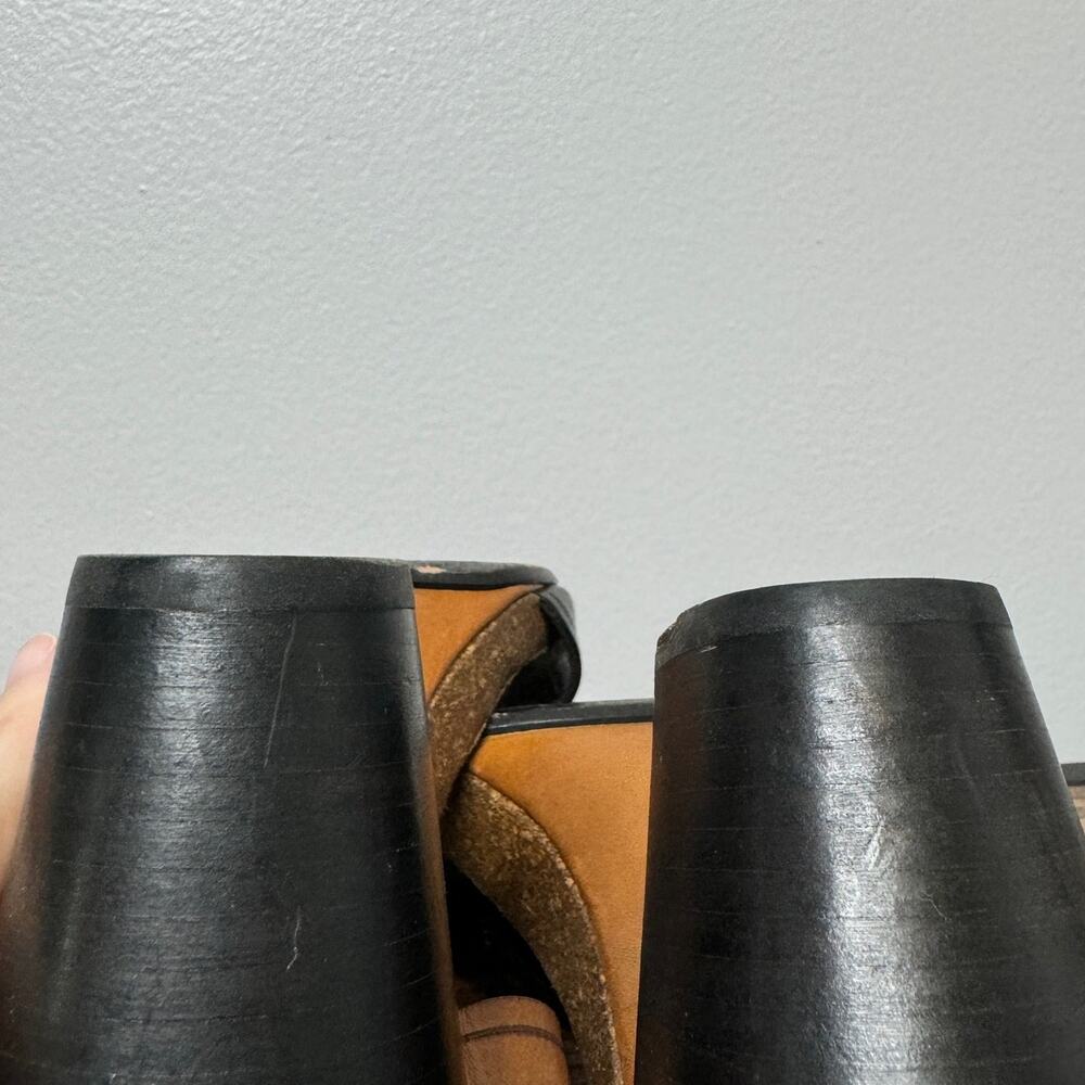 Frye Black and Brown Leather Block Heel Sandals - Picture 11 of 13